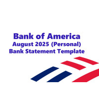Bank of America August 2025 (Personal) Bank Statement Template